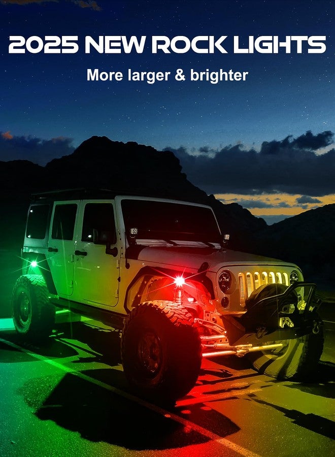 AUDEXEN 8 Pods RGBW LED Rock Lights Kit - with Brake Light & Turn Signals, Underglow Multicolor Neon Light Pod Compatible with Truck 4X4 Off-Road for Jeep UTV ATV RZR SUV Accessories - Image 4